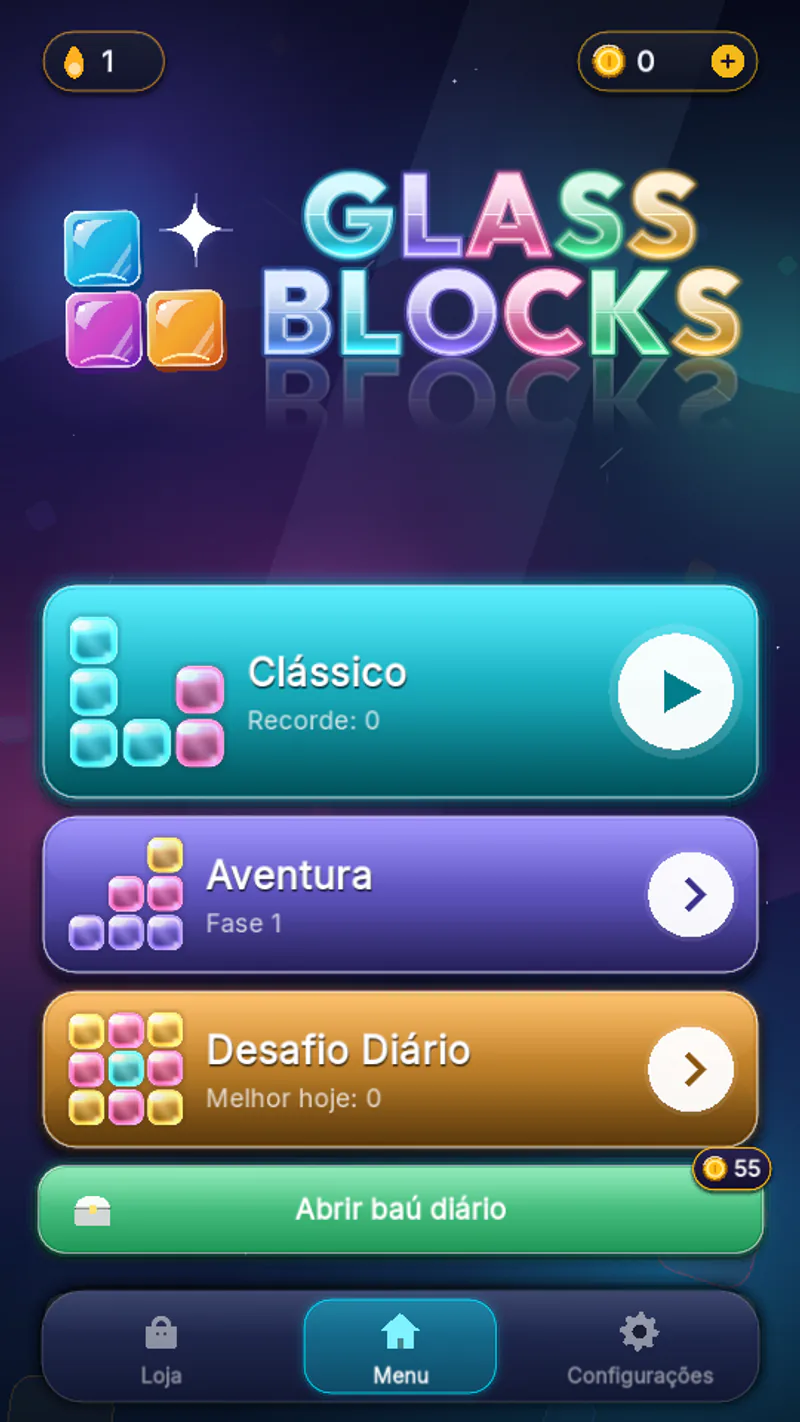 Glass Blocks title screen