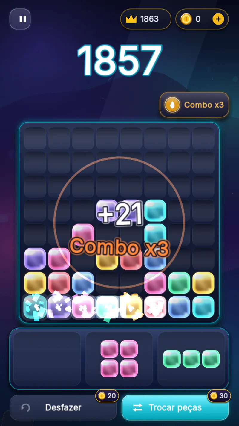 Glass Blocks gameplay in progress
